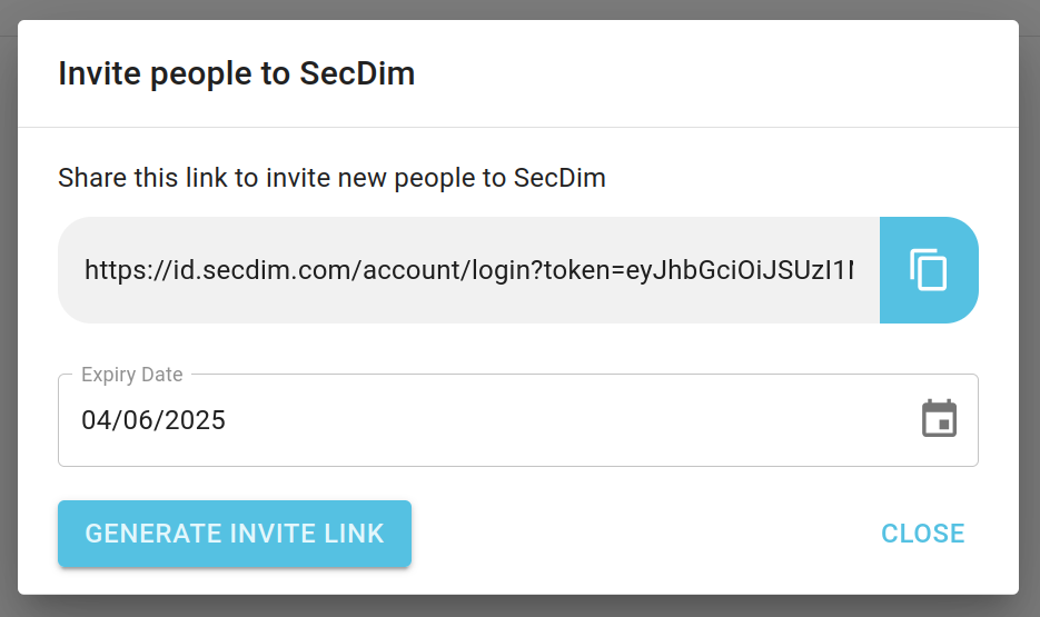 company dashboard invite user