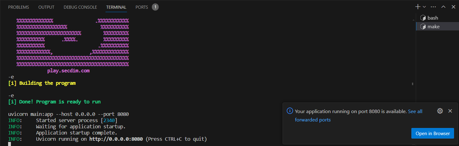 App Running Terminal